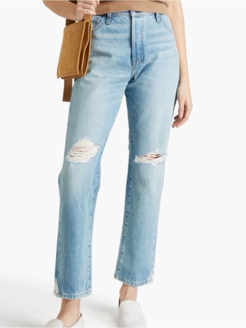 Frame Le Slouch Limelight Distressed High Waisted Jeans 28